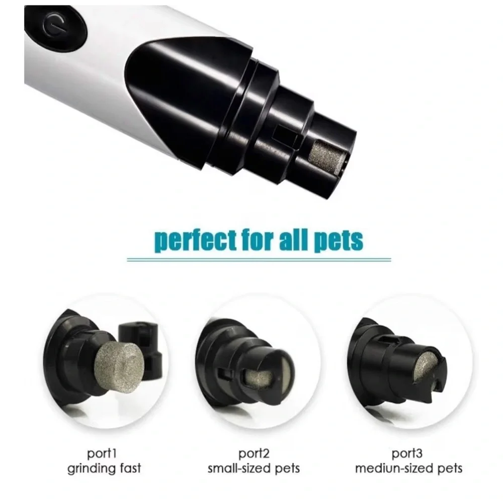 Cordless Pet Nail Grinder - White - USB Rechargeable Small to Large Dogs